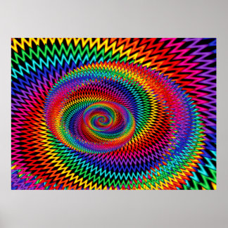 Póster Rainbow Wavy Spiral Fractal Poster
