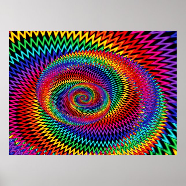 Póster Rainbow Wavy Spiral Fractal Poster (Frente)