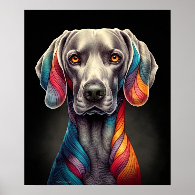 Póster Rainbow Weimaraner (Frente)