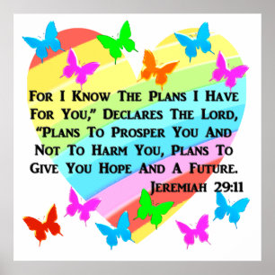 PÓSTER RAINBOW Y HEARTS JEREMIAH 29:11