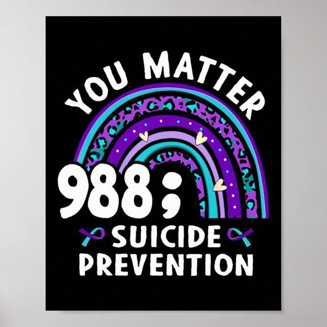 Póster Rainbow You Problem 988 Suicide Prevention Awarene (Frente)