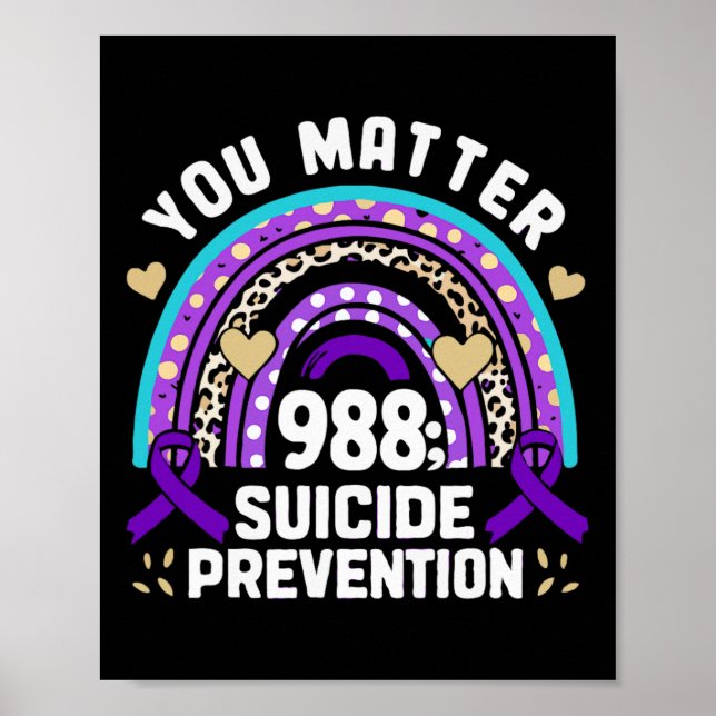 Póster Rainbow You Problem 988 Suicide Prevention Awarene (Frente)