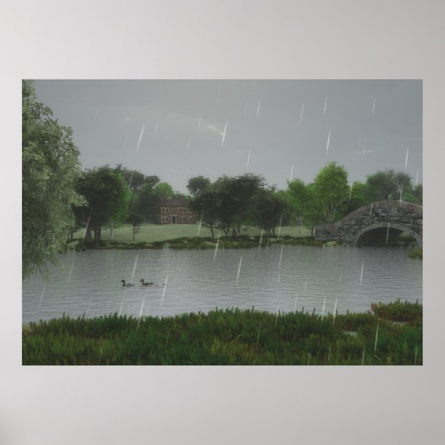 Póster Rainy Day at the Lake Poster (Frente)