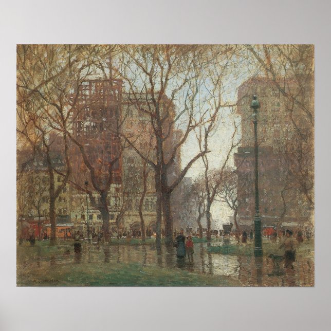 Póster Rainy Day, Madison Square, Nueva York, Paul Cornoy (Frente)