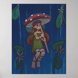 Póster Rainy Day Mushroom Fairy