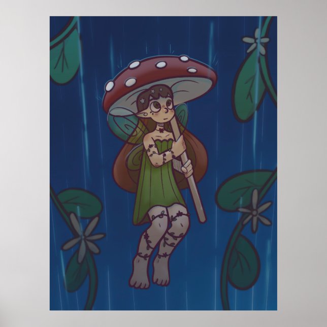 Póster Rainy Day Mushroom Fairy (Frente)