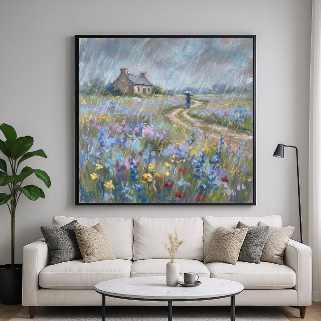 Póster Rainy Garden Stroll - Pastel Painting Style Art (Subido por el creador)