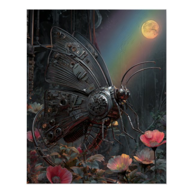 Póster Rainy Rainbow Butterfly Dark Floral Fantasy (Anverso)