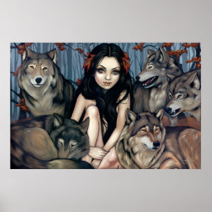 Póster Raised by Wolves fantasy wolf dog Art Print