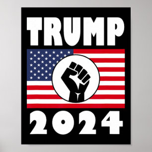 Póster Raised Fist Trump 2024 Patriot de la bandera estad