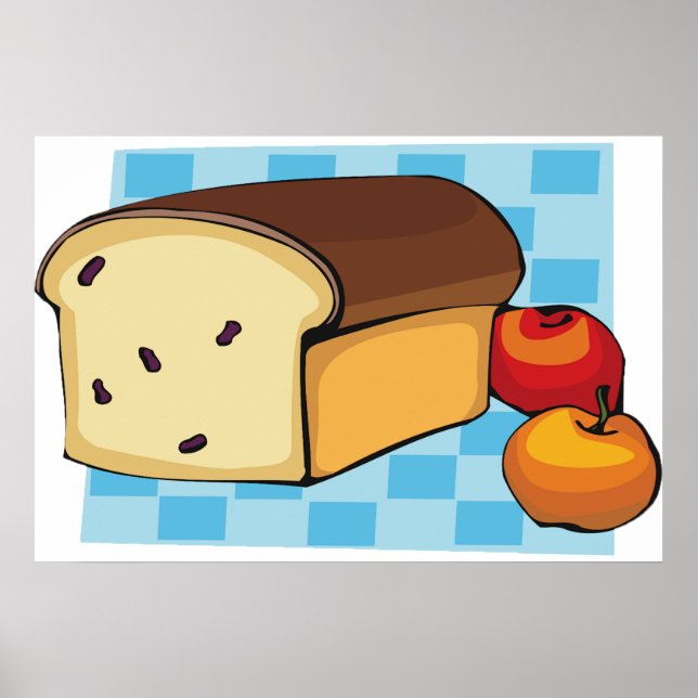 Póster Raisin Bread Loaf and Red Apples (Frente)