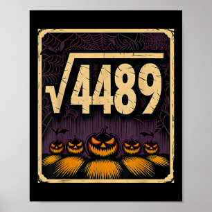 Póster Raíz Cuadrada 4489 Broma Matemática de Calabaza de