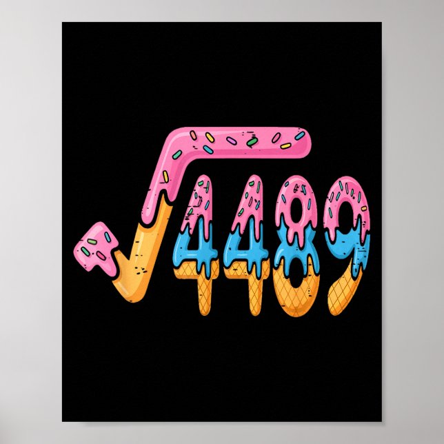 Póster Raíz Cuadrada 4489 Helado Jerga Matemática 67 Seis (Frente)