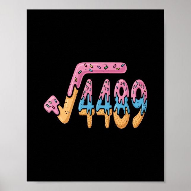 Póster Raíz Cuadrada 4489 Helado Jerga Matemática 67 Seis (Frente)
