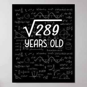 Póster Raíz Cuadrada De 289 Cumpleaños 17 Regalos Para Jó