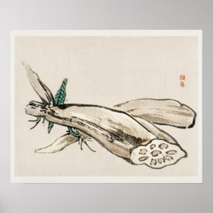 Póster Raíz Lotus de Kōno Bairei (1844-1895)