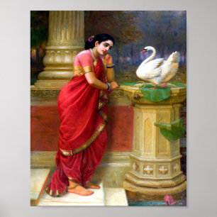 Póster Raja Ravi Varma - Hamsa Damayanti