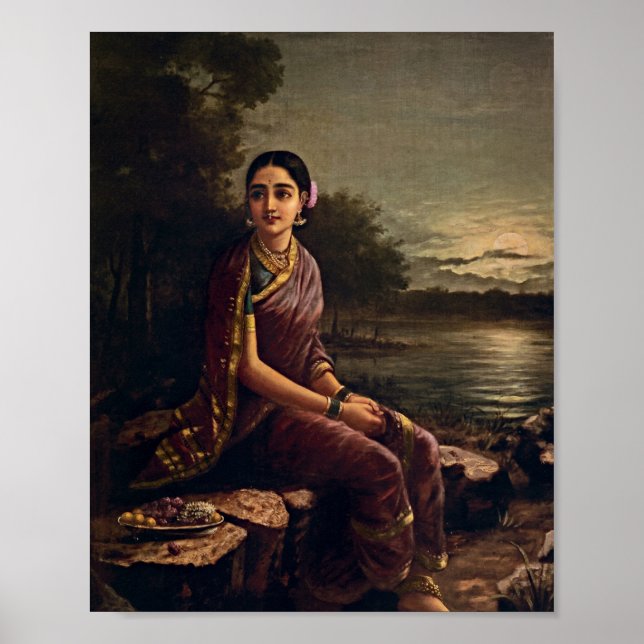 Póster Raja Ravi Varma - Radha En La Luna (Frente)