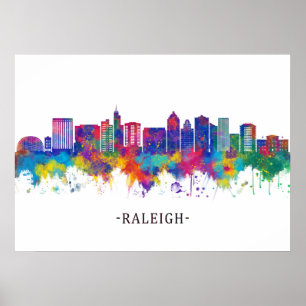 Póster Raleigh North Carolina Skyline