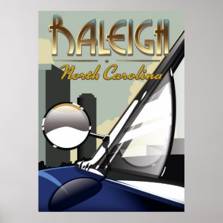 Póster Raleigh poster de automóviles de época de Carolina