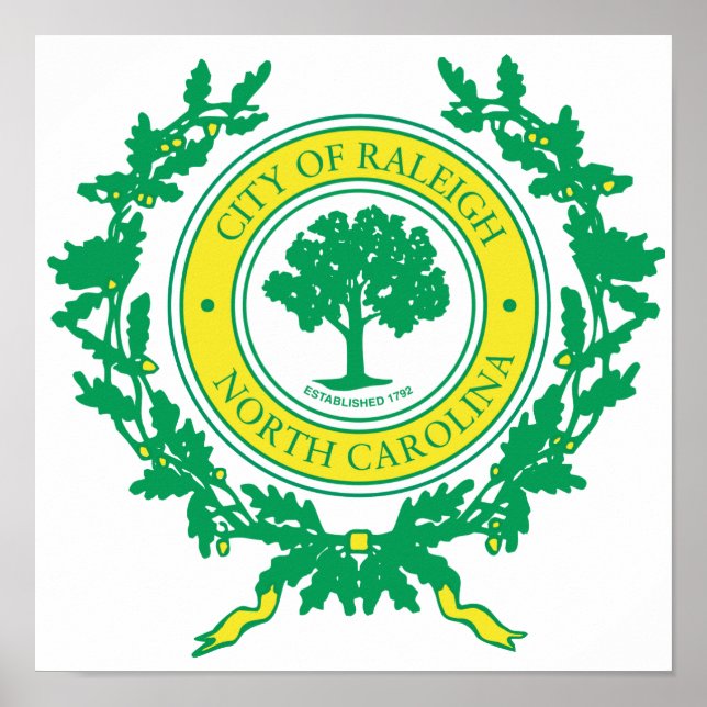 Póster Raleigh, Sello de Carolina del Norte (Frente)
