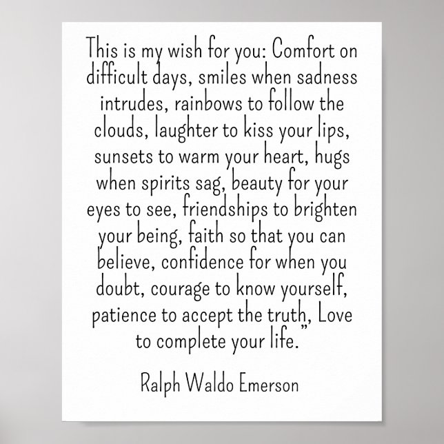Póster Ralph Waldo Emerson quote - this is my wish (Frente)