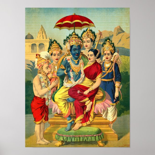 Póster Ram Panchayatan de Raja Ravi Varma (Frente)