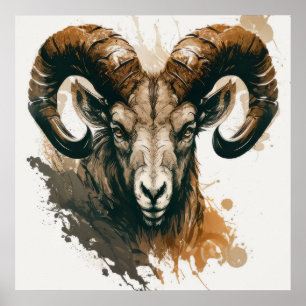 Póster Ram Retrato Animal Pintura Vida salvaje al aire li