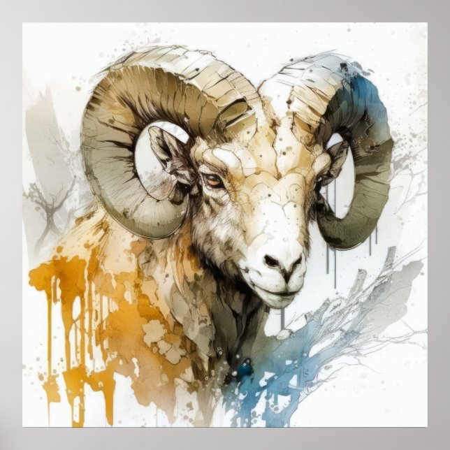 Póster Ram Retrato Animal Pintura Vida salvaje al aire li (Frente)