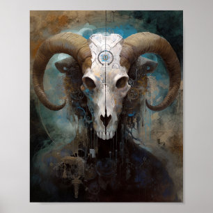 Póster Ram Skull Surreal Fantasy Art