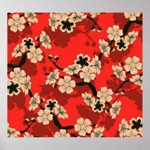 Póster Rama de cerezos japonesa: elegante