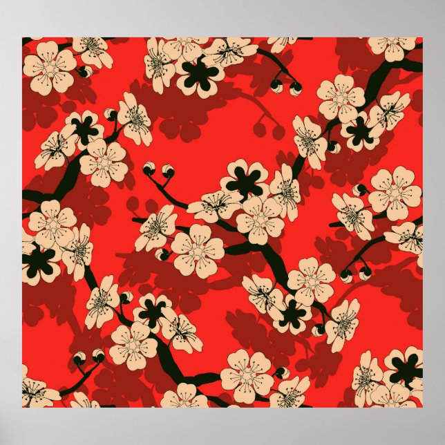 Póster Rama de cerezos japonesa: elegante (Frente)