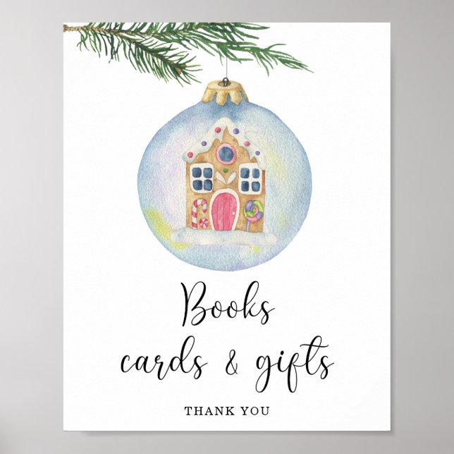 Póster Rama de invierno acuarela - libros, tarjetas y reg (Frente)