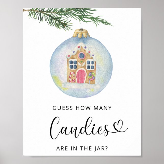 Póster Rama de invierno - Adivinen cuántos caramelos (Frente)