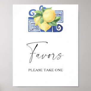 Póster Rama de limón acuarela - favores por favor tome un