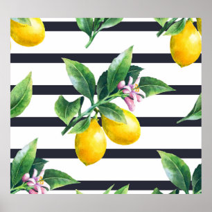 Póster Rama de limón: Citrus Watercolor Bliss