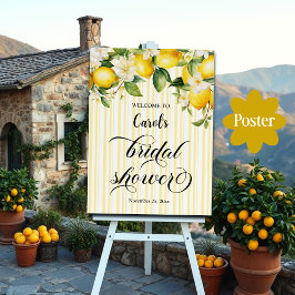 Póster Rama de limón Ducha de Novias Mediterránea