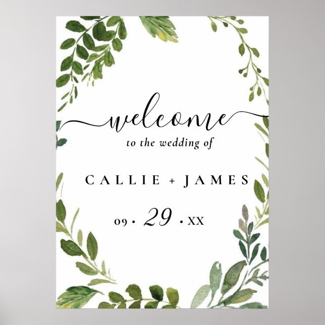 Póster Rama de oliva moderna salve la fecha (Frente)