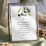 Póster Rama de Olive Poster de citas inspiradoras<br><div class="desc">Traer aliento y fe a cualquier espacio con este poster inspirador bellamente confeccionado, que presenta el fortalecedor versículo de la Biblia de Josué 1:9: "¿No te he mandado? Sé fuerte y valiente. No temáis; no os desaniméis, porque Jehovah vuestro Dios estará contigo dondequiera que vayas. Enmarcado con elegantes ramas de...</div>