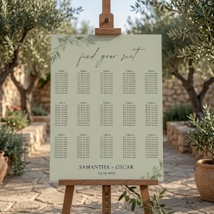 Póster Rama de olivo elegante boda verde