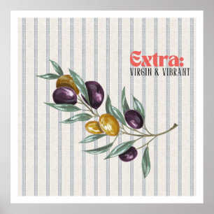 Póster Rama de olivo mediterránea vibrante extra virgen
