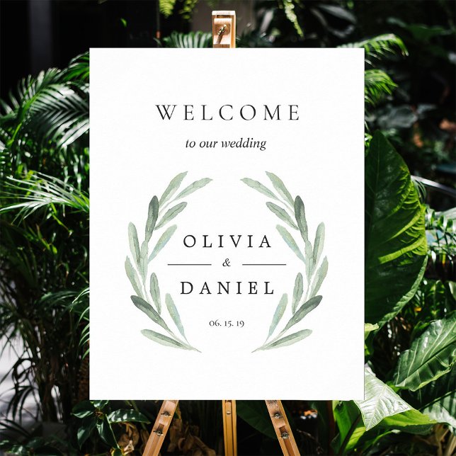 Póster Rama de olivo verde Wreath Bienvenida Rótulo Boda (Subido por el creador)