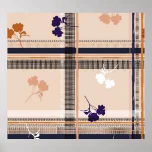 Póster Rama de primavera pastel: cuadrícula de vintage a 