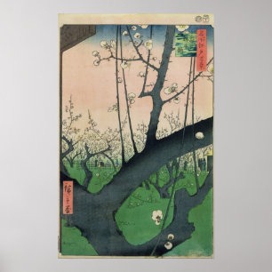 Póster Rama de un árbol de ciruelas flotantes