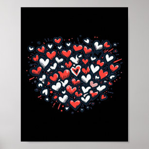 Póster Rama Silvestre Romántica Corazones Rosados Rojo Sa