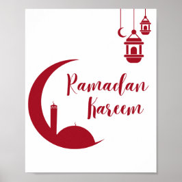 Póster Ramadan Kareem Crescent Moon & Lantern Wall Print 