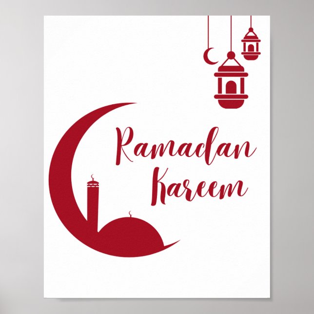 Póster Ramadan Kareem Crescent Moon & Lantern Wall Print  (Frente)