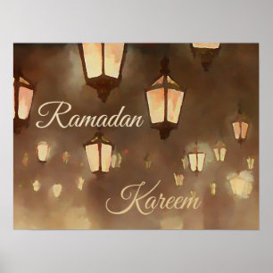 Póster Ramadan Kareem - pintura con lámparas