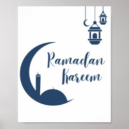 Póster Ramadan Kareem Red Crescent & Lantern Islamic Wall