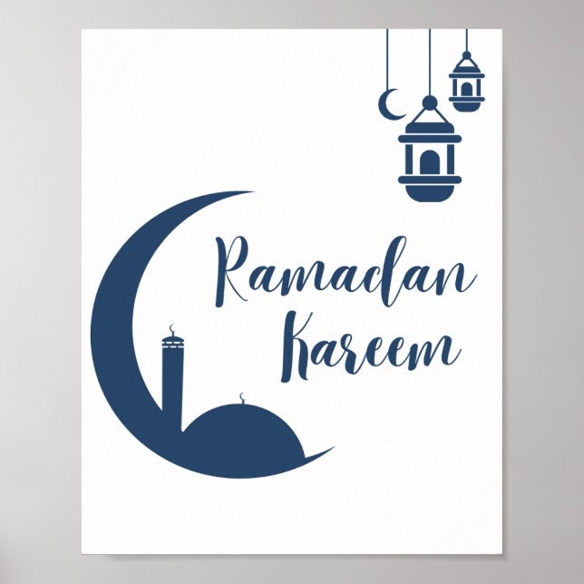 Póster Ramadan Kareem Red Crescent & Lantern Islamic Wall (Frente)